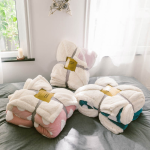 OEM Supply Blanket Fabric - New Nordic style double-layer thickened warm coral velvet blanket lamb velvet sofa blanket flannel nap blanket wholesale – Baoyujia