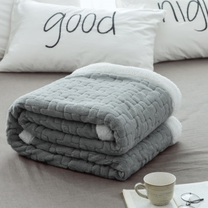 Hot New Products Plush Yarn Fabric - Double layer thickened warm comfortable cotton blanket Nordic leisure blanket golden sable blanket takeout blanket faleirong dormitory blanket – Baoyujia