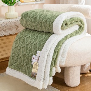 New jacquard Shaggy Weft Knitted blanket double thick sherpa blanket office nap flannel small cover blanket