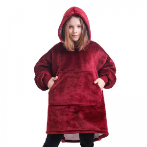 100% Polyester Winter Fleece Fabric Women Huggle Hoodie Blanket Over Size Fit All Sweatshirt Coats