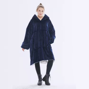 100% Polyester Winter Fleece Fabric Women Huggle Hoodie Blanket Over Size Fit All Sweatshirt Coats