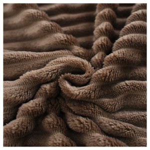Winter thickened coral fleece blanket high-grade flannel plain-colored striped blanket can be customized