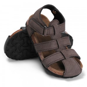 Factory Wholesale High Quality Kids Boys Children Bio Cork Sandals with Comfortable Memory Foam Cushion