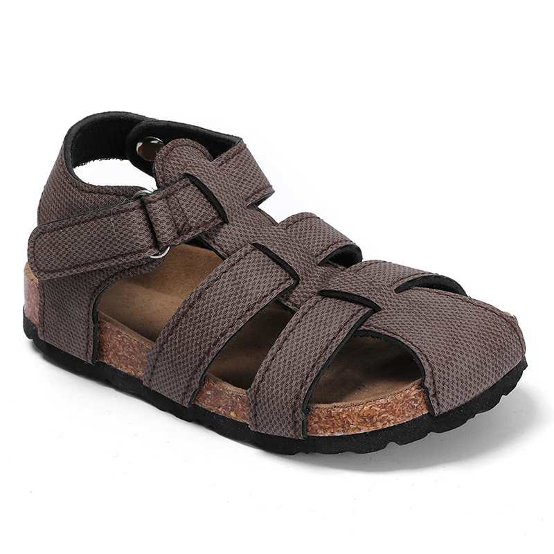 Factory Wholesale High Quality Kids Boys Children Bio Cork Sandals with Comfortable Memory Foam Cushion Featured Image