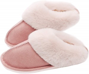 2019 Good Quality China Ladies Soft Faux Fur Indoor Slipper with Pompoms