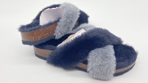 New Design Cross Band Plush Slippers Girls Boys Kids Children bio Sandals For Winter Indoor Slides Slip-on