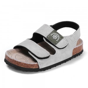 High Quality New Kid-friendly Hook & Loop Closure Upper Children Kids Boys Summer Sandals Cow Leather Insole with Soft Cushion