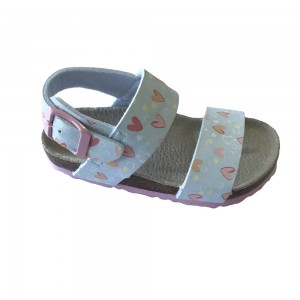 Prime Quality Toddler Girls Cork Footbed Sandals With Sweet Heart Print