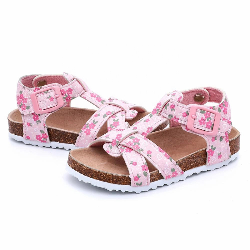 Prime Quality Toddler Girls cork footbed Sandals with Flower Print Featured Image