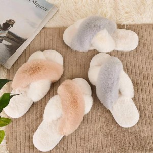 Ningbo Byring Hotsale Super Soft Women’s Cross Band Home Slippers Soft Plush Furry Cozy Open Toe House Shoes
