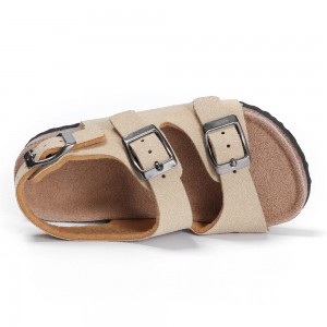 Byring Shoes Wholesale High Quality Kids Boys Buckle Straps Cork Foot-Bed Summer Sandals
