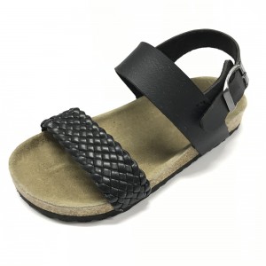 Byring Shoes New Boys Sandals With Design Cork Foot Bed Sole and Woven Pu Upper