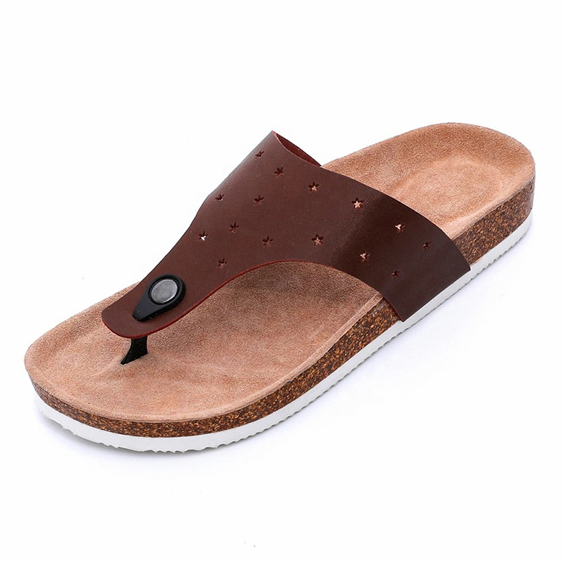 Prime Quality Imatation Leather Men’s Thong Cork Footbed Sandals Flipflops For Summer Featured Image