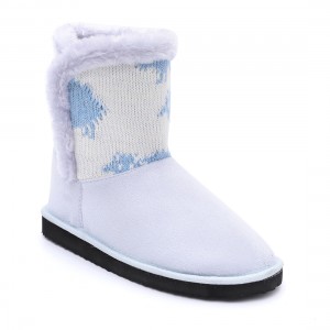 New design warm women soft plush snow boots with beautiful knitting
