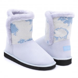 New design warm women soft plush snow boots with beautiful knitting