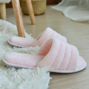 Factory Wholesale Export Women’s Memory Foam Open Toe Slide Indoor Slippers Slip-on House Shoes Spa Mules