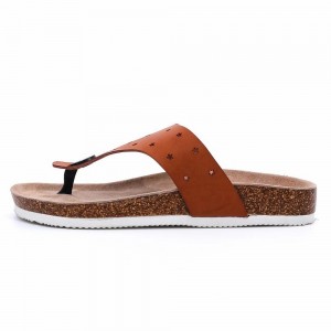 Prime Quality Imatation Leather Men’s Thong Cork Footbed Sandals Flipflops For Summer
