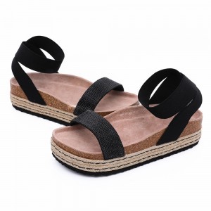 New Style Women’s Summer Cork Sole wedges Sandals with rhinestones for women