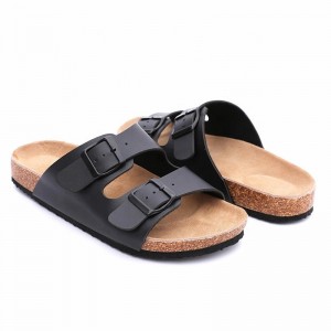 Wholesale Buckle Straps Men Cork Leather Sandals, Summer Slippers
