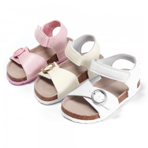 New Season Classical Design with Comfortable Cow Suede Insole and Cork Sole Foot-bed Toddler Kids Girls Sandals