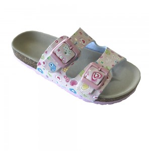 New Design Big Girls Cork Footbed Sandals With Heart Prints