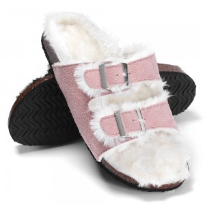 New Version Ladies Plush Lined Sandals, Insole Fur Lined Arizona Synthetic Leather Indoor Outdoor Shoes Women’s Sandals