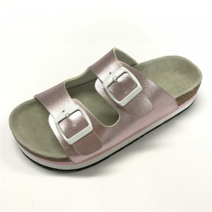 The classic buckled platform slide sandals with moulded cork foot bed from Byring Shoes