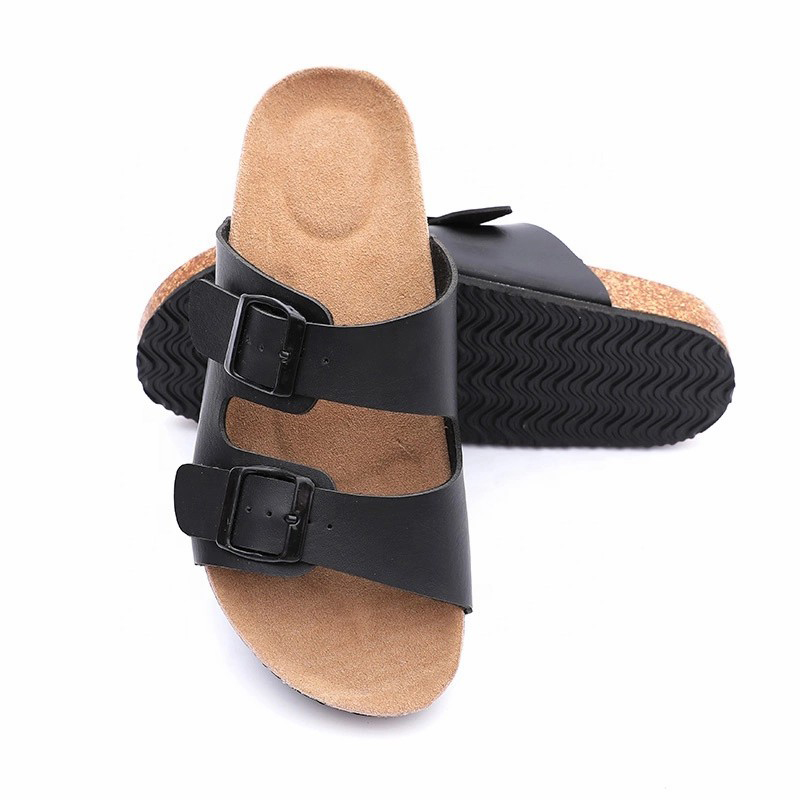 Wholesale Buckle Straps Men Cork Leather Sandals, Summer Slippers Featured Image