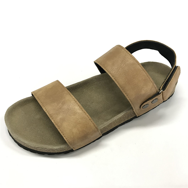 Byring Shoes New Design Two Straps Cork Sole Footbed Mens Comfort Sandals Slippers Featured Image
