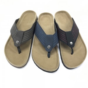Byring Shoes Men’s  Flip Flops Cork Sole Thong Sandals with Comfortable Foot-Bed Insole