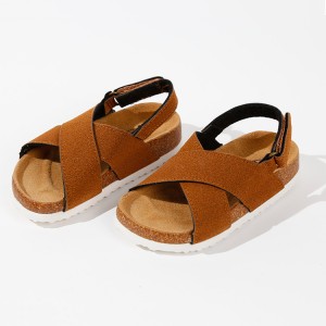 Factory Wholesale High Quality Suede Cross Straps Summer Kids Boys Sandals