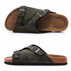 New Style Men and Women’s Summer Cork Sole Flat Sandals with Comfortable Foot-bed
