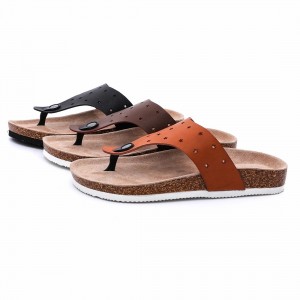 Prime Quality Imatation Leather Men’s Thong Cork Footbed Sandals Flipflops For Summer