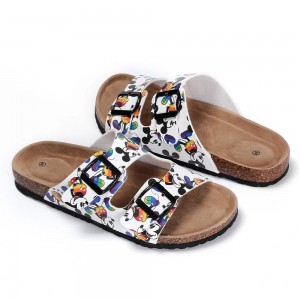 Lovely Women’s Buckle Straps Sandals with Cork Foot-bed and New Cartoon Printing