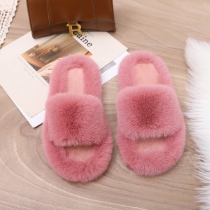 Prime Quality Fluffy Faux Fur Slide Sandals Fashion Outdoor Casual Slippers with Comfy Footbed