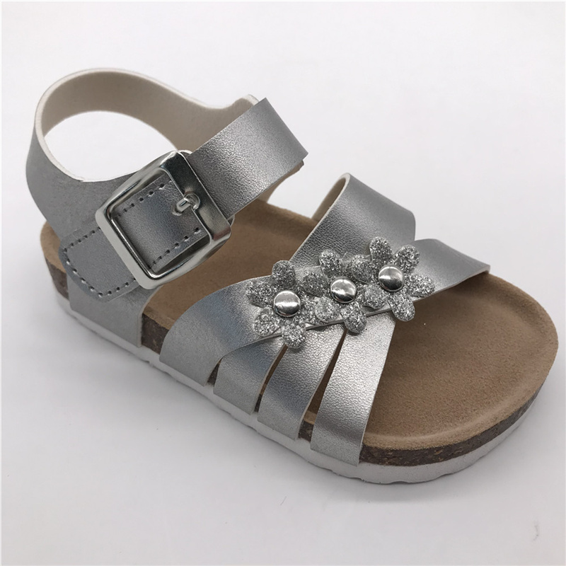 Hotsale Fashion Kids Floral Sandals for Toddler Girls with Glitter Flower and Arch Support Cork Sole Foot-bed Featured Image