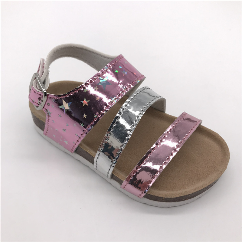2021 New Style Kids Girls Fashion Summer Sandals Glossy PU Princess Shoes with soft cusion insole & Cork Foot-bed Featured Image