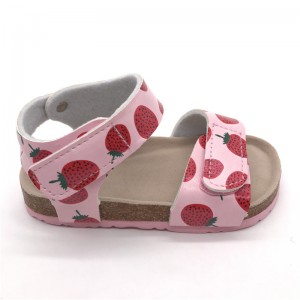 2021 Fashion Red Strawberry with Comfortable Micro Fibre Insole and Cork Sole Foot-bed Kids Girls Sandals