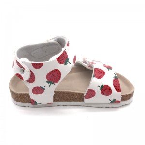 2021 Fashion Red Strawberry with Comfortable Micro Fibre Insole and Cork Sole Foot-bed Kids Girls Sandals