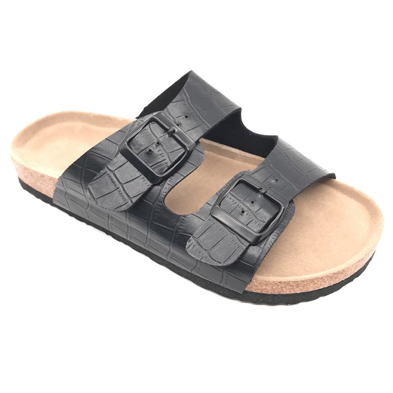 2021 Womens Flat Slide Sandals with Arch Support 2 Strap Adjustable Buckle Slip on Slides Comfort Sandals Featured Image