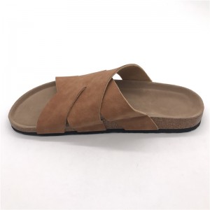 New Pattern Factory Good Quality Men’s Cross Straps Summer Sandals with Comfortable Cork Foot-bed