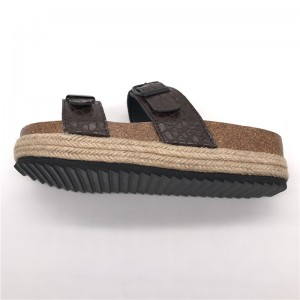 2021 New Style Open-Toe Two Buckles Summer Outdoor Slippers Women Slide Jute Platform Sandals