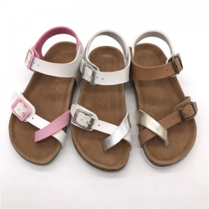 New Style Classical Design with Comfortable Micro Fibre Insole and Cork Sole Foot-bed Toddler Kids Girls Sandals