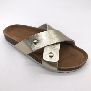 New Style Cross Strap Lady Cork Foot Bed Comfort Sandal and Slipper from Shoes Factory Ningbo Byring