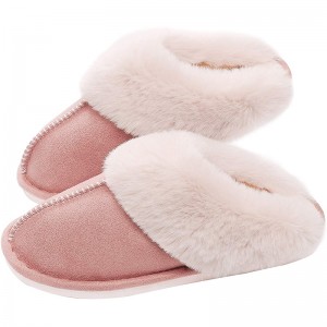 Amazon Hot House Indoor Outdoor Winter Memory Foam Plush Fur Lining Women’s Slippers With Rubber Sole