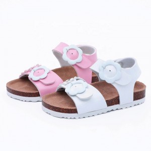 Hotsale Fashion Children Floral Sandals for Toddler Girls with Flower Buckle and Arch Support Cork Sole Foot-bed