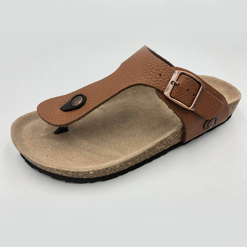 Prime Quality Genuine Leather Men’s Cork Footbed Sandals Flipflops For Summer Featured Image