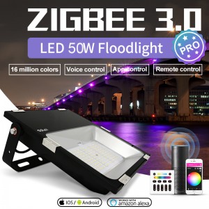 Utomhus Smart Flood Light med APP och RF-fjärrkontroll Den smarta LED Flood Light med 16 miljoner färger (RGB + inställbar vit) för utomhusbruk