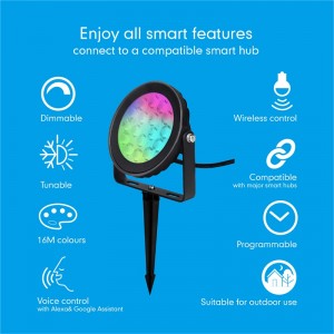 Outdoor Smart RGBCCT Garden spike Light Colour Extension Pack The smart garden spot light with 16 million colours for outdoor use