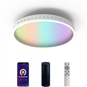 RGBCCT /CCT Smart led flush mount မျက်နှာကျက်မီး 16 သန်းအရောင်များ & ချိန်ညှိနိုင်သောအဖြူရောင် / တစ်ခုတည်းသာကြည့်နိုင်သော အဖြူရောင် CCF